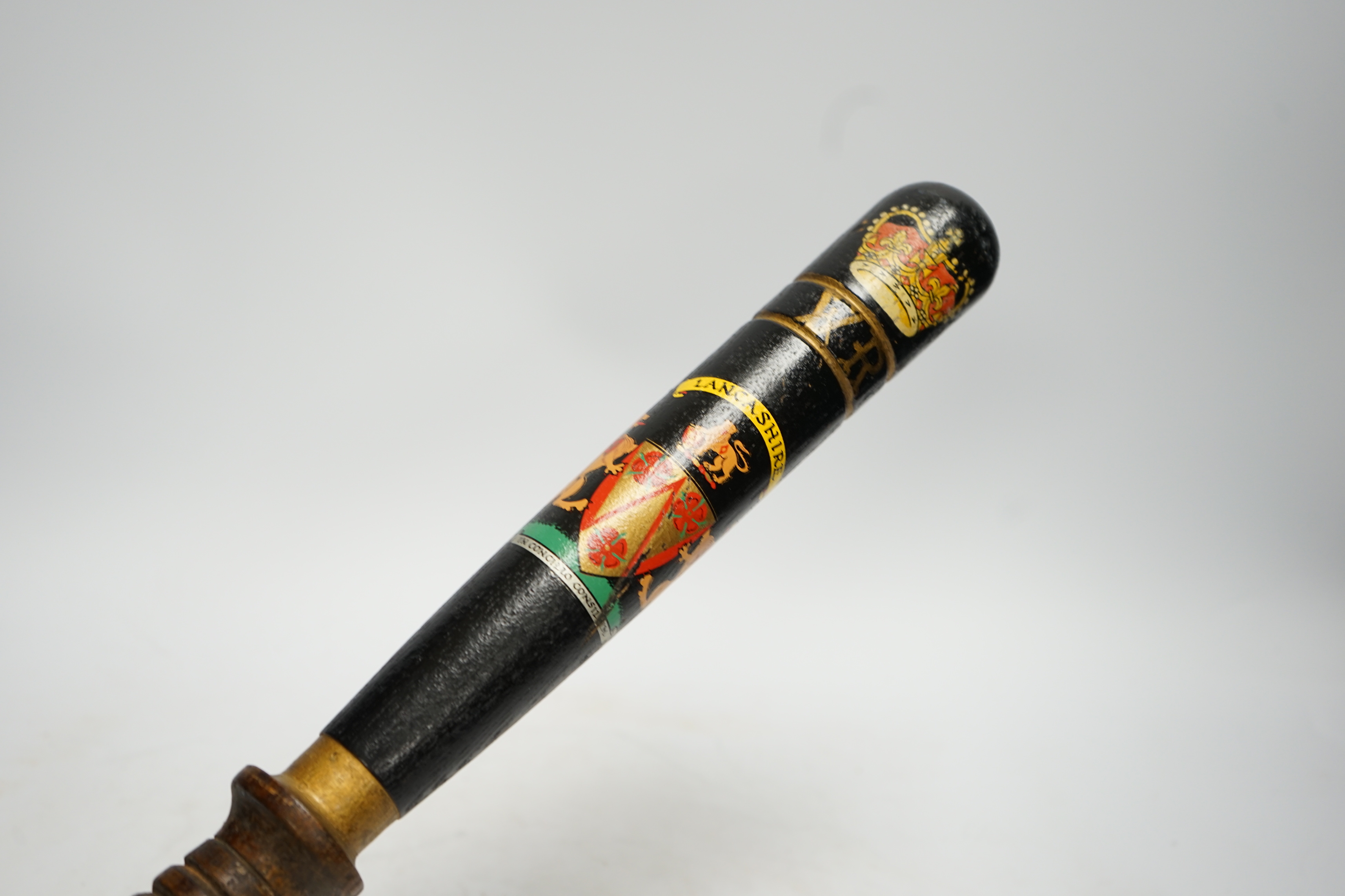 Re-painted Lancashire police truncheon, 45cm in length